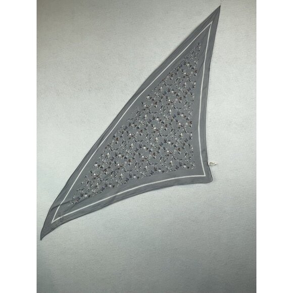 St Michael Rayon Twill Triangle Long Scarf 29"x46” Grey Polka Square Dancers - Picture 2 of 8